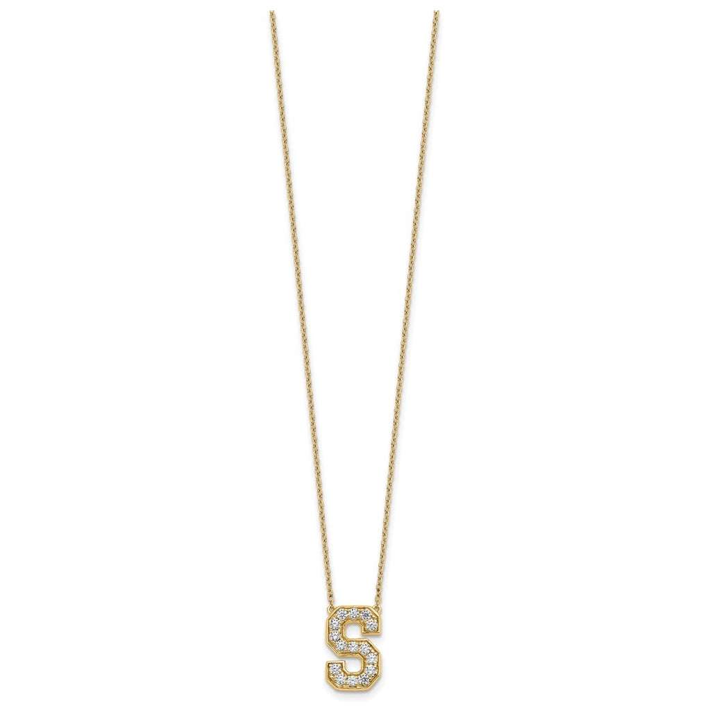14k Yellow Gold Lab Grown Diamond VS+ F+ Complete 18 inch Initial Necklace