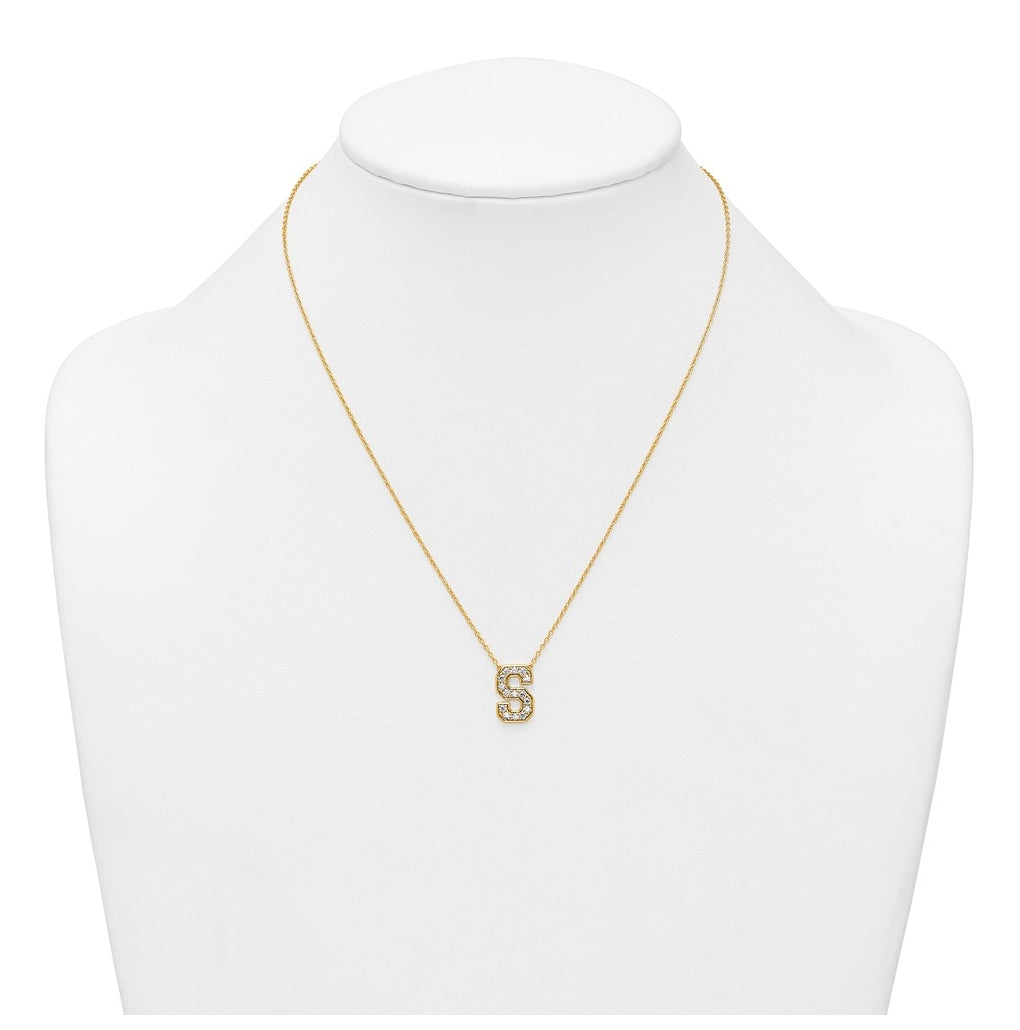 14k Yellow Gold Lab Grown Diamond VS+ F+ Complete 18 inch Initial Necklace
