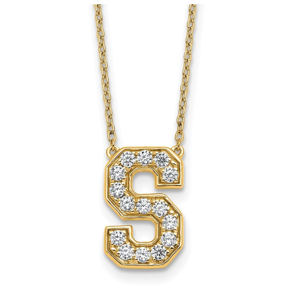 14k Yellow Gold Lab Grown Diamond VS+ F+ Complete 18 inch Initial Necklace