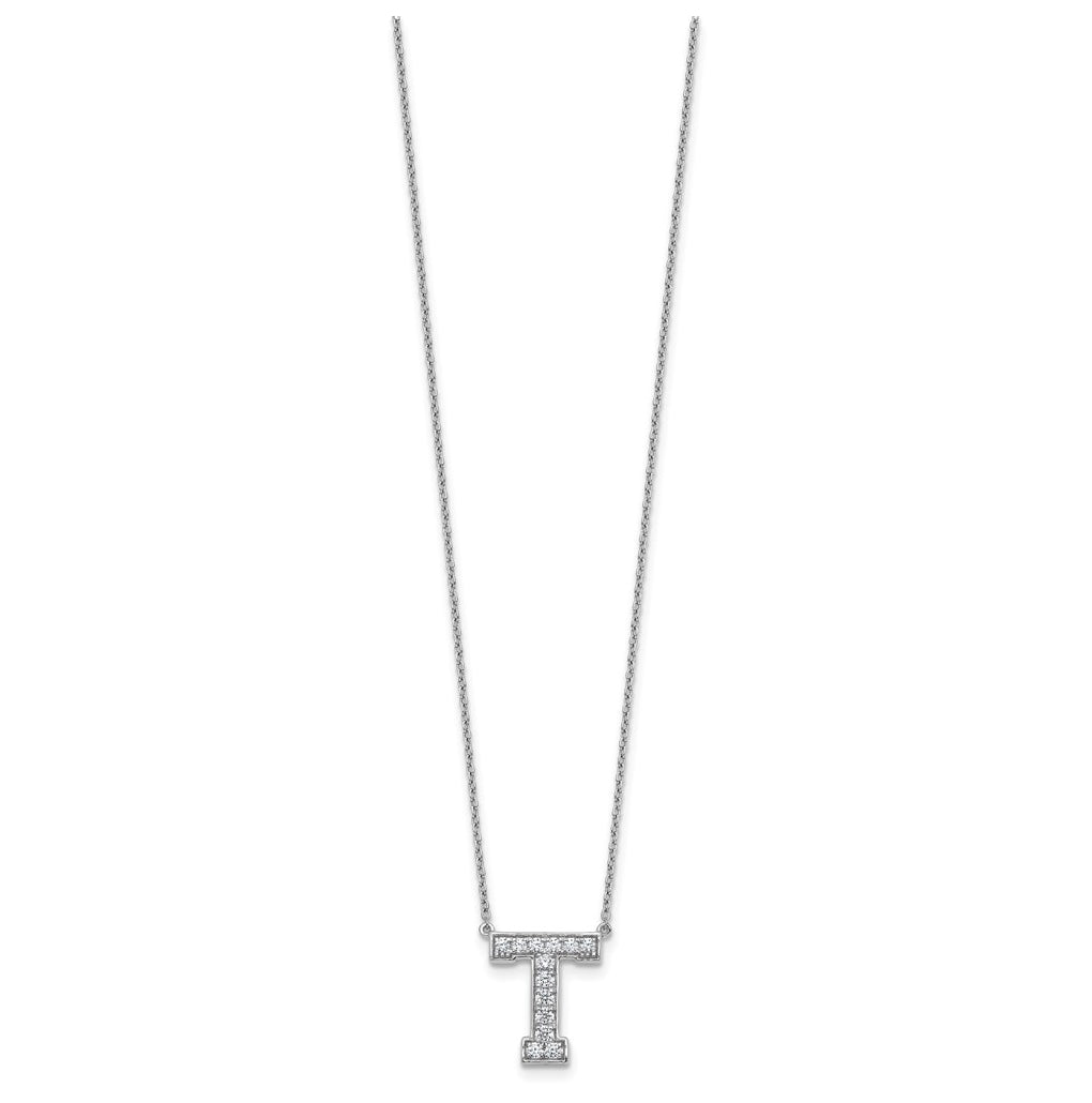14k White Gold Lab Grown Diamond VS+ F+ Complete Letter 18 inch Initial Necklace