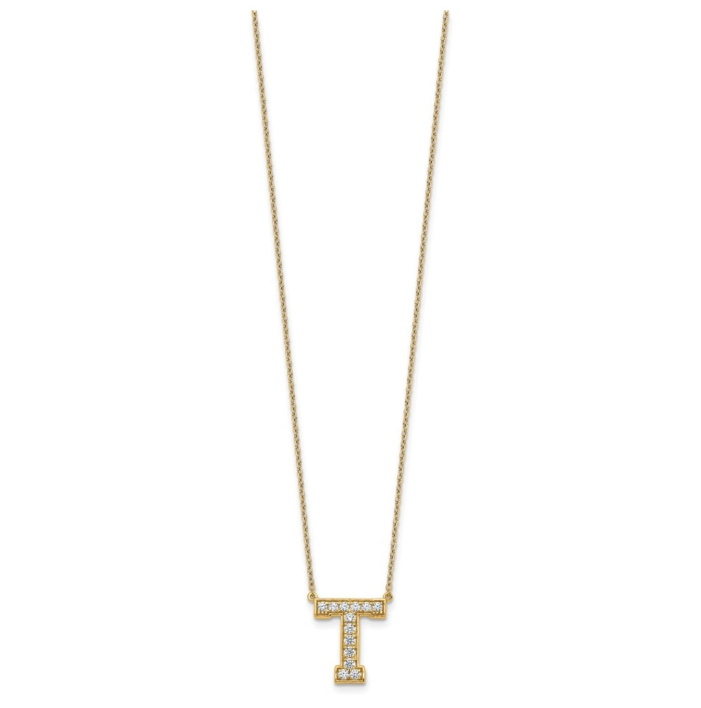 14k Yellow Gold Lab Grown Diamond VS+ F+ Complete 18 inch Initial Necklace