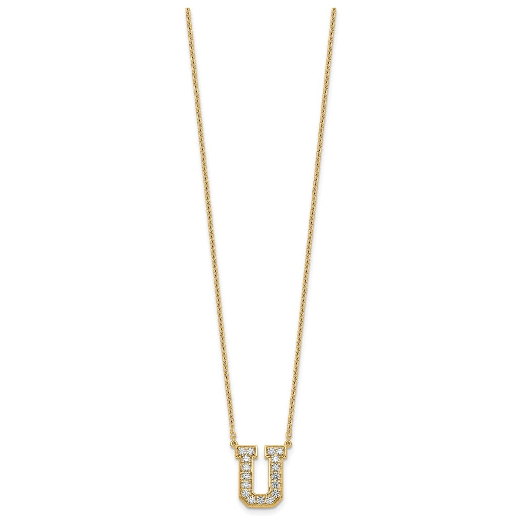 14k Yellow Gold Lab Grown Diamond VS+ F+ Complete 18 inch Initial Necklace