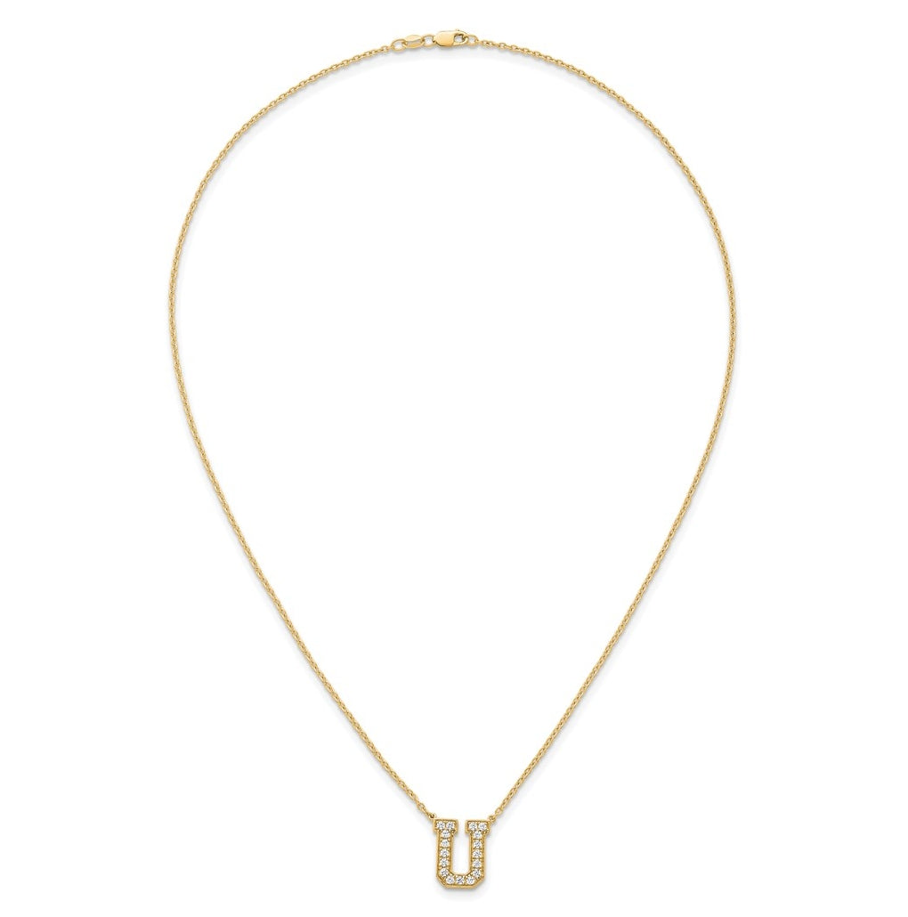 14k Yellow Gold Lab Grown Diamond VS+ F+ Complete 18 inch Initial Necklace