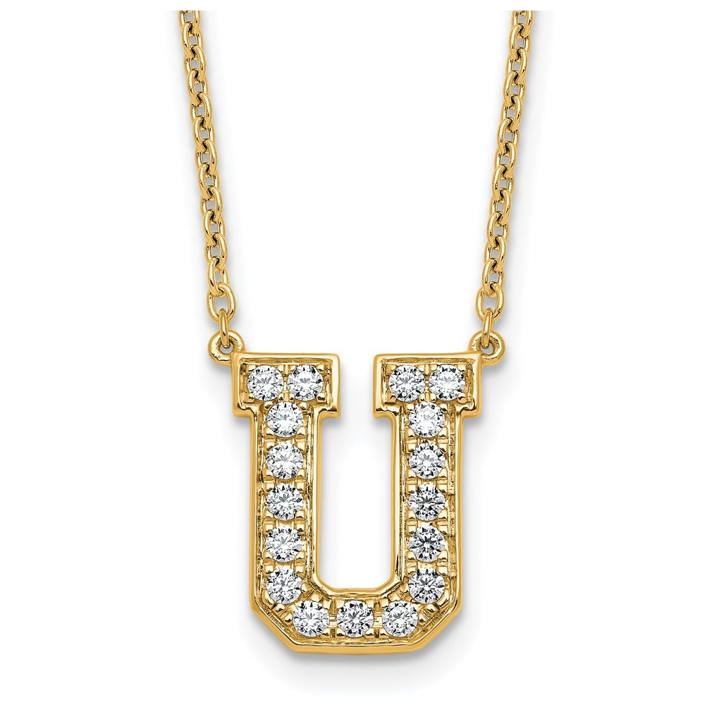 14k Yellow Gold Lab Grown Diamond VS+ F+ Complete 18 inch Initial Necklace