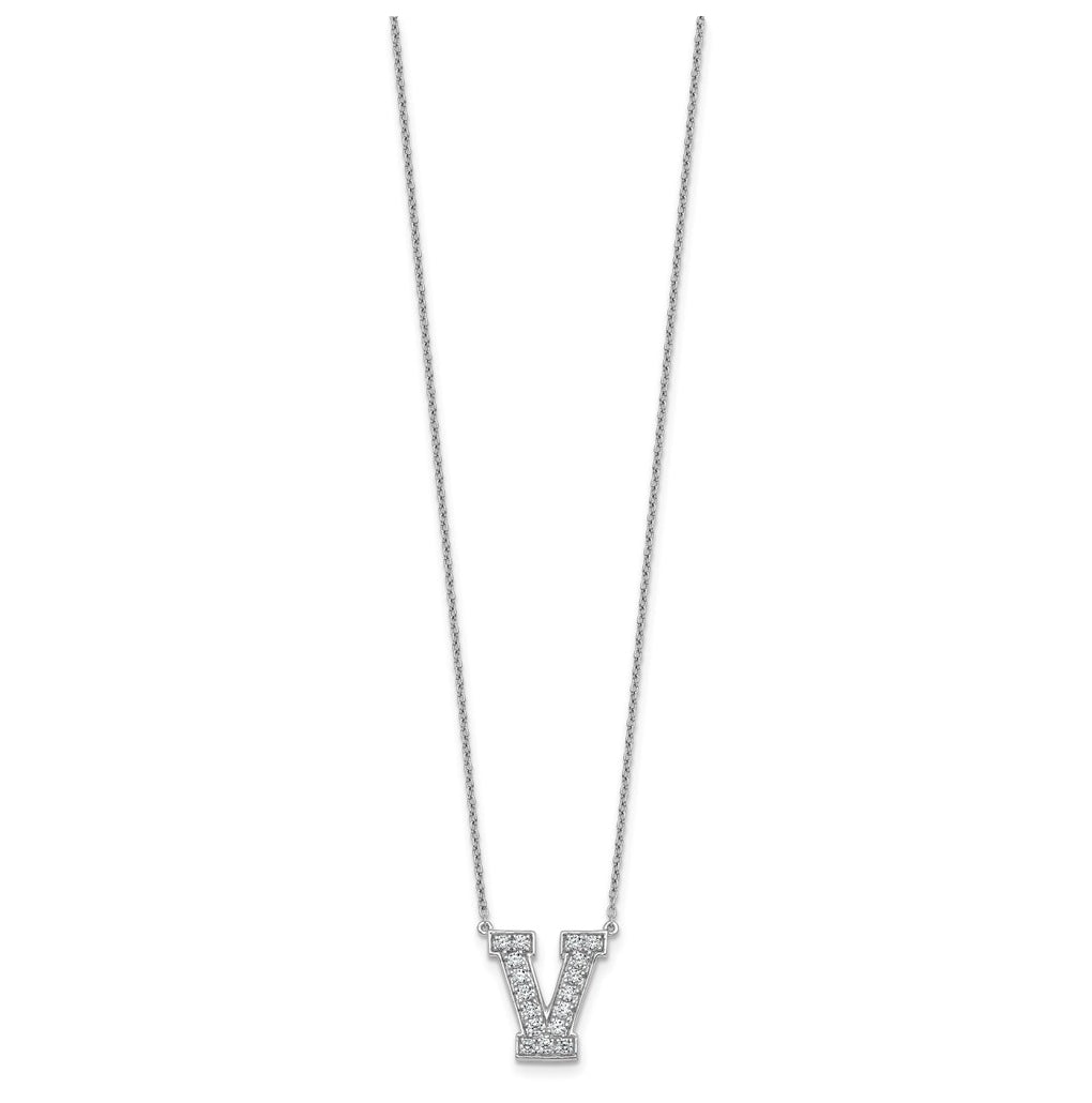 14k White Gold Lab Grown Diamond VS+ F+ Complete Letter 18 inch Initial Necklace
