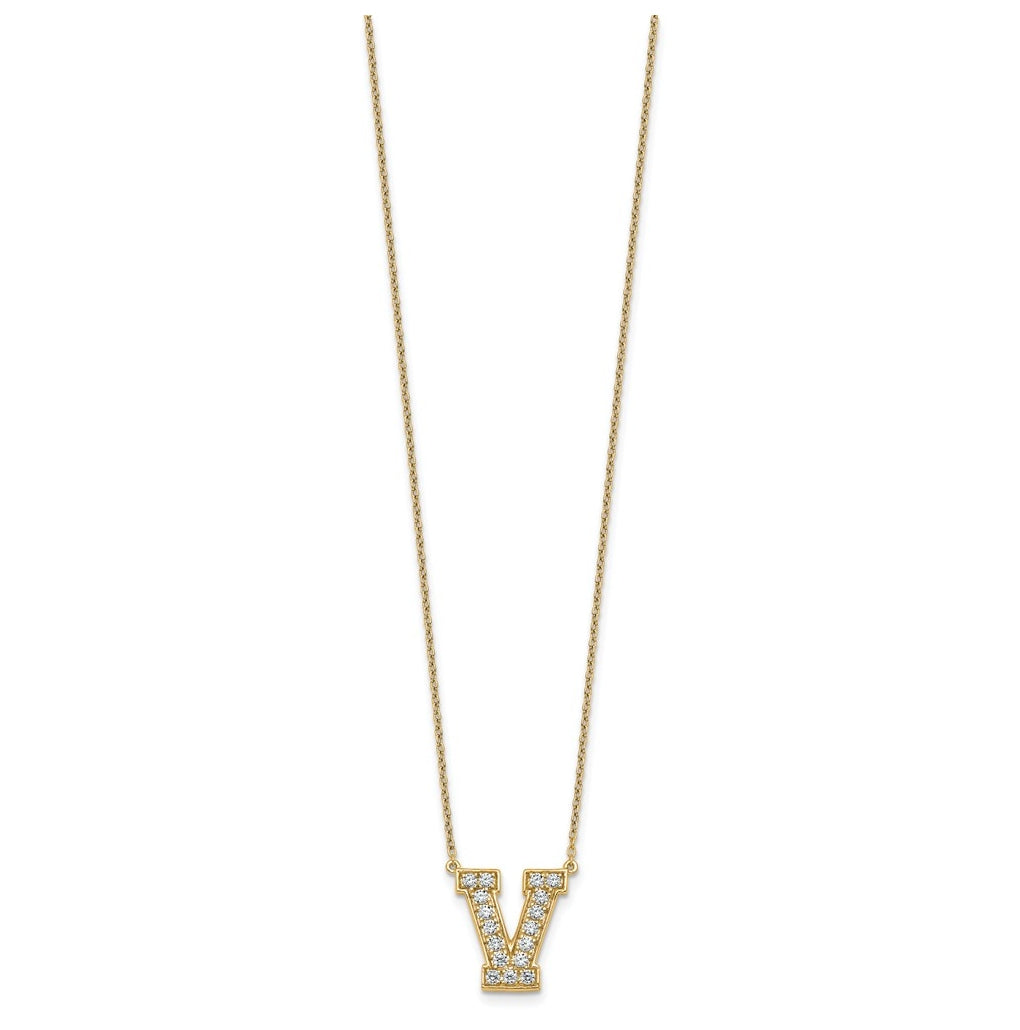 14k Yellow Gold Lab Grown Diamond VS+ F+ Complete 18 inch Initial Necklace