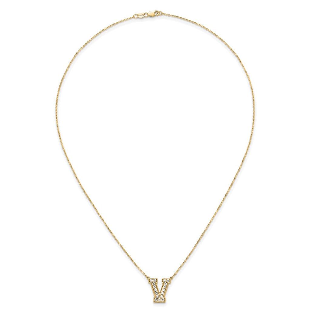 14k Yellow Gold Lab Grown Diamond VS+ F+ Complete 18 inch Initial Necklace