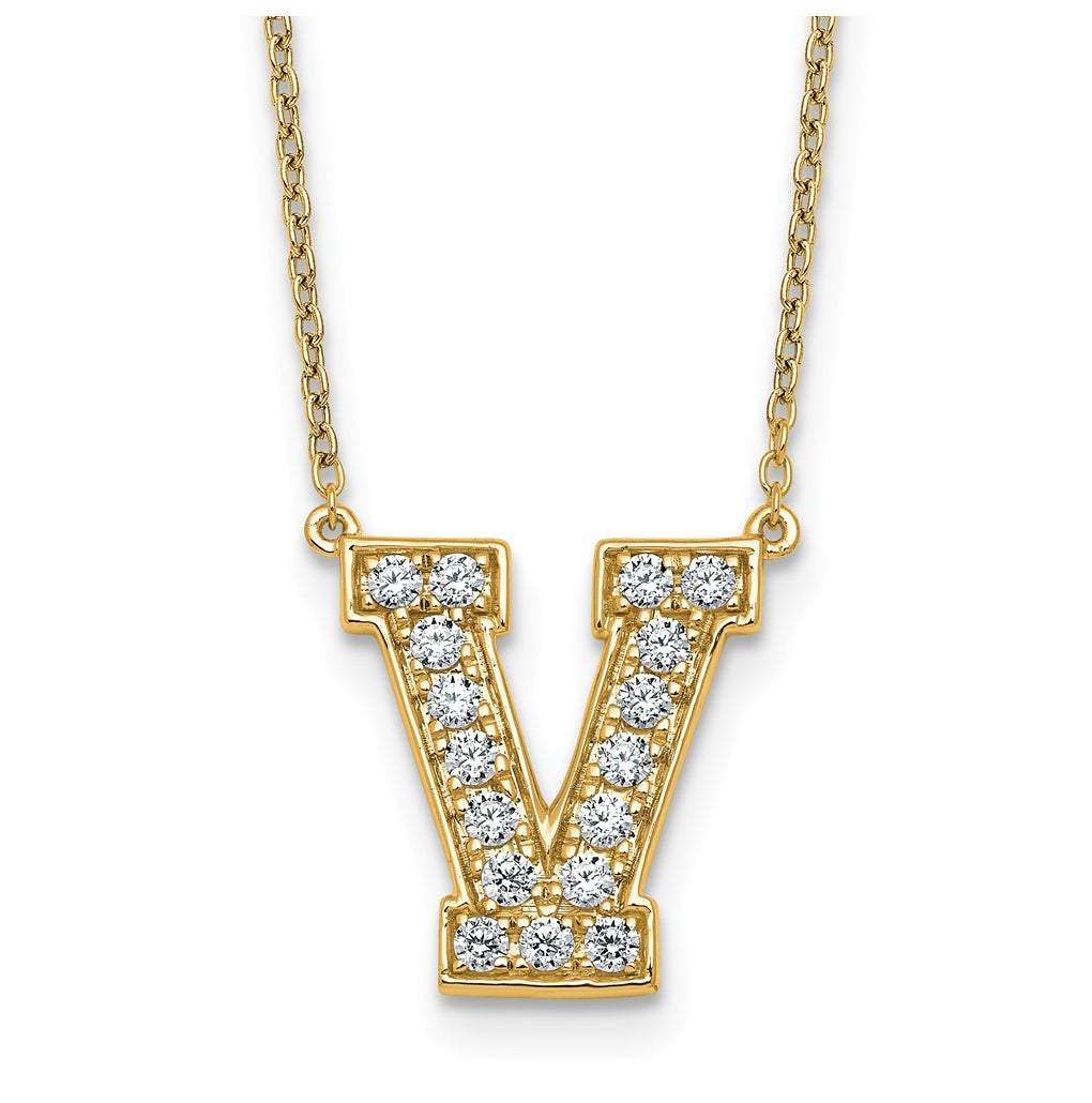 14k Yellow Gold Lab Grown Diamond VS+ F+ Complete 18 inch Initial Necklace