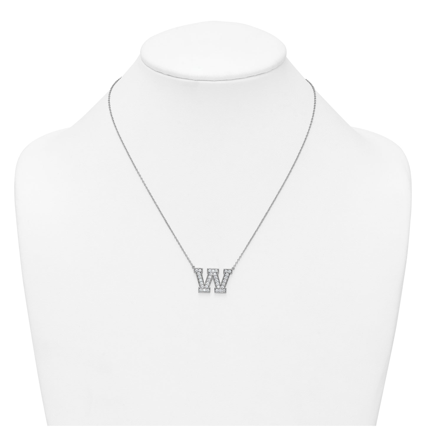 14k White Gold Lab Grown Diamond VS+ F+ Complete Letter 18 inch Initial Necklace