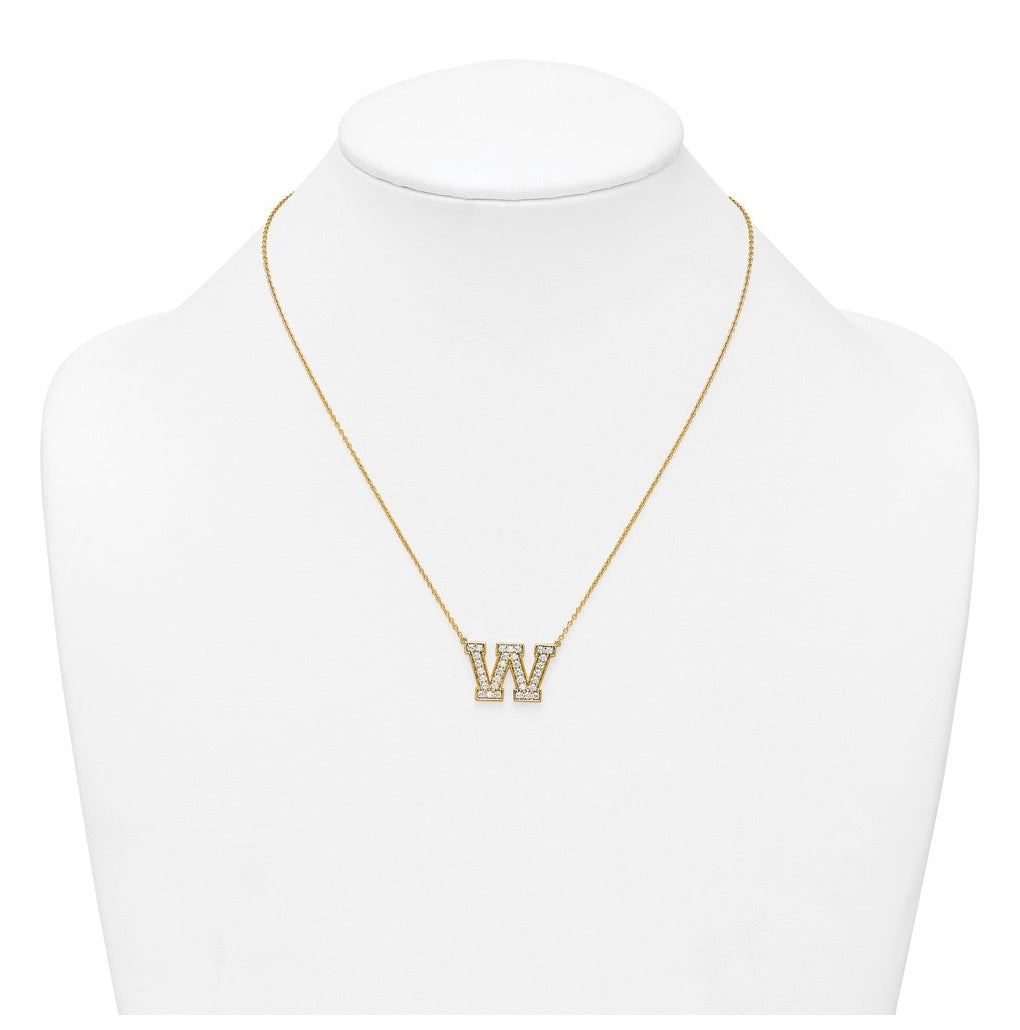 14k Yellow Gold Lab Grown Diamond VS+ F+ Complete 18 inch Initial Necklace