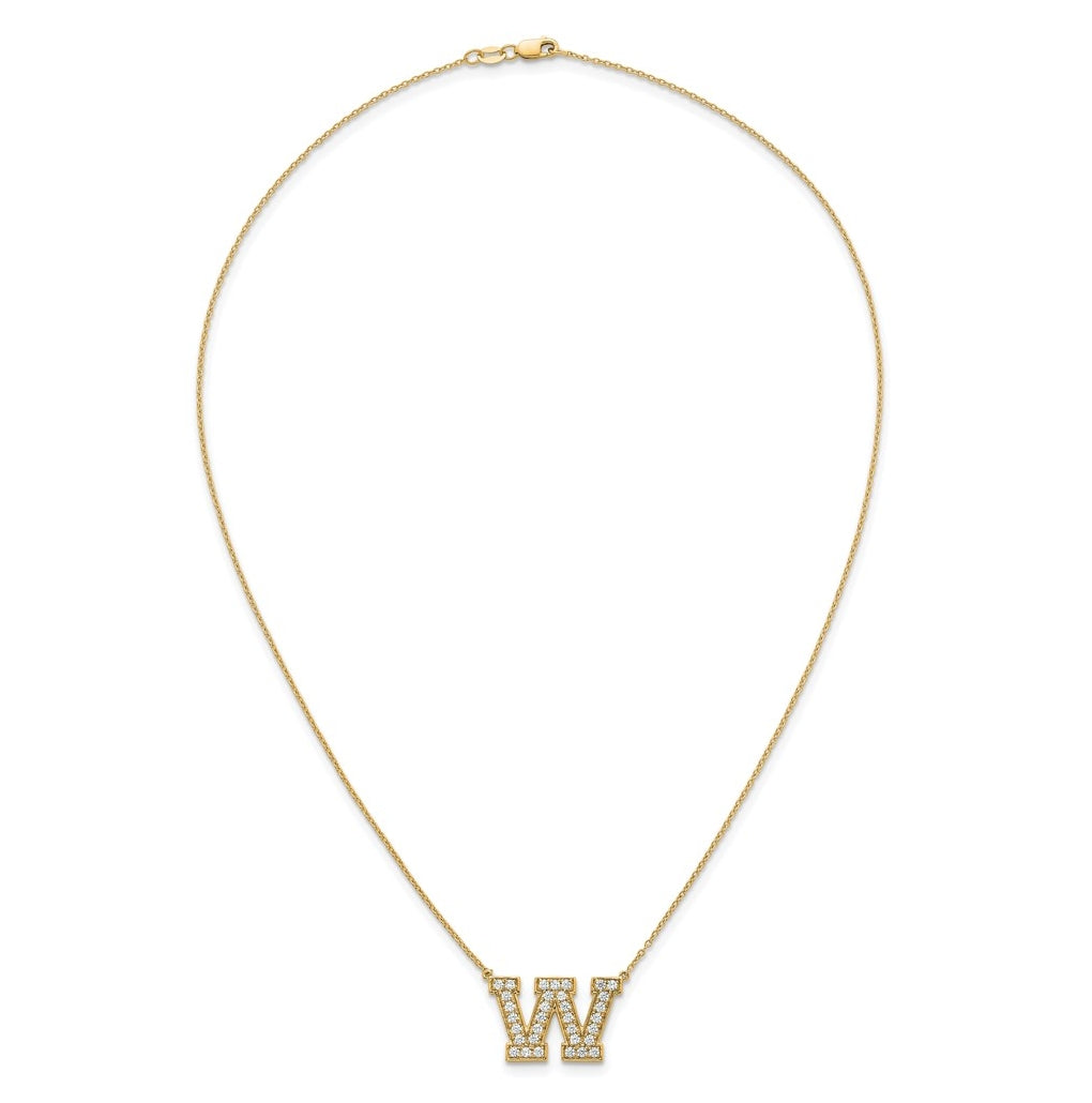 14k Yellow Gold Lab Grown Diamond VS+ F+ Complete 18 inch Initial Necklace