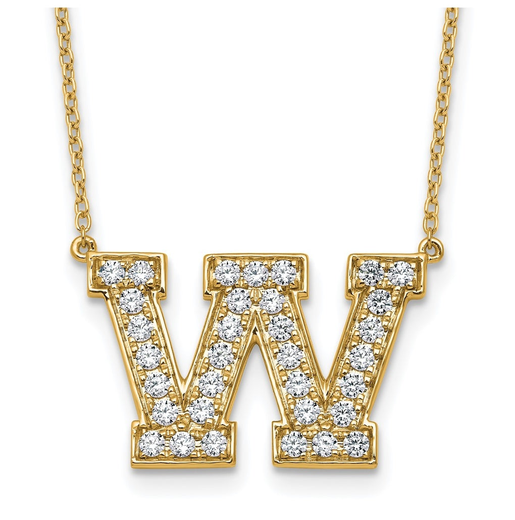 14k Yellow Gold Lab Grown Diamond VS+ F+ Complete 18 inch Initial Necklace