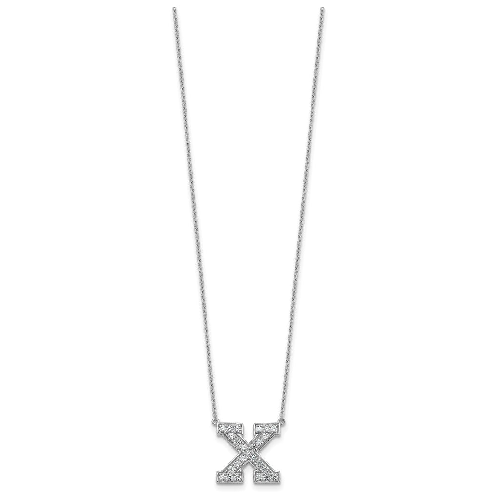 14k White Gold Lab Grown Diamond VS+ F+ Complete Letter 18 inch Initial Necklace