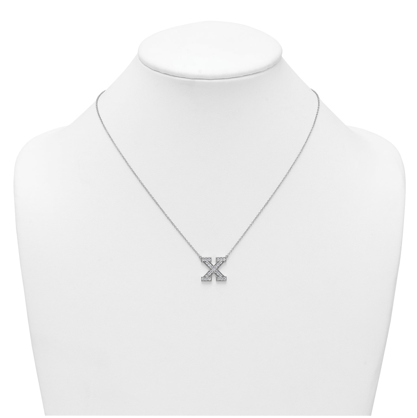 14k White Gold Lab Grown Diamond VS+ F+ Complete Letter 18 inch Initial Necklace