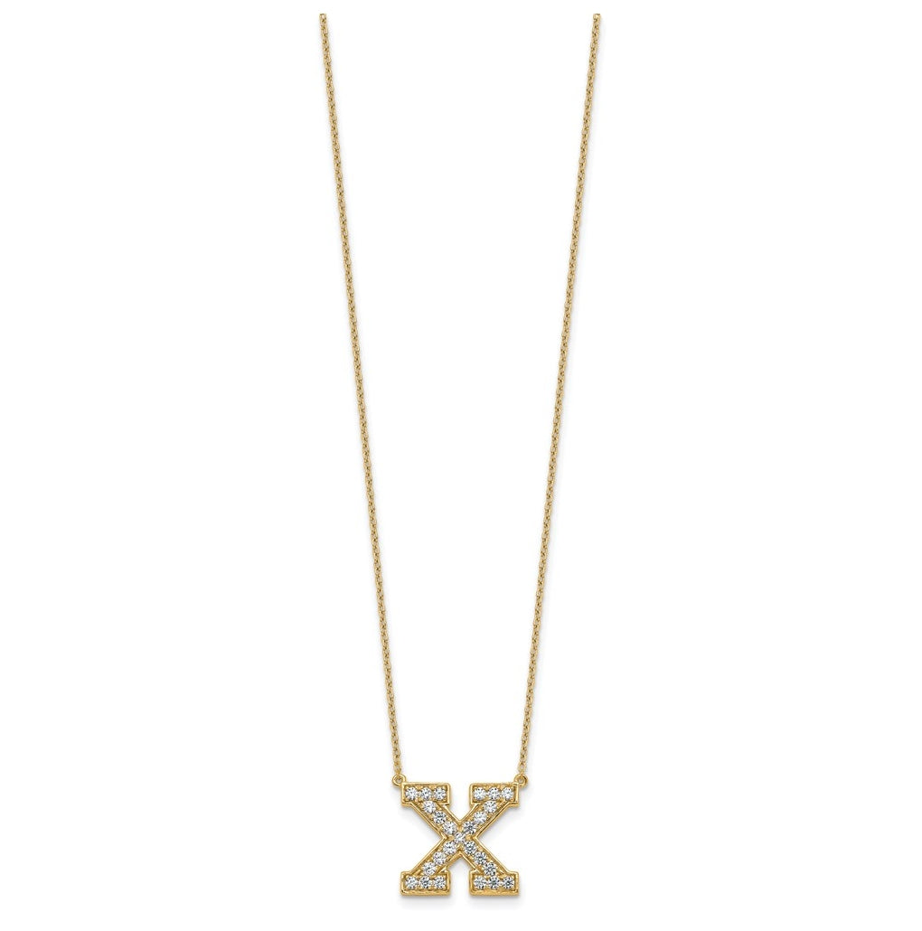 14k Yellow Gold Lab Grown Diamond VS+ F+ Complete 18 inch Initial Necklace