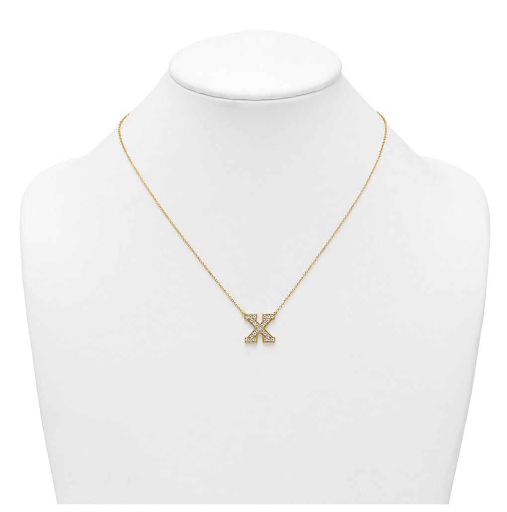 14k Yellow Gold Lab Grown Diamond VS+ F+ Complete 18 inch Initial Necklace