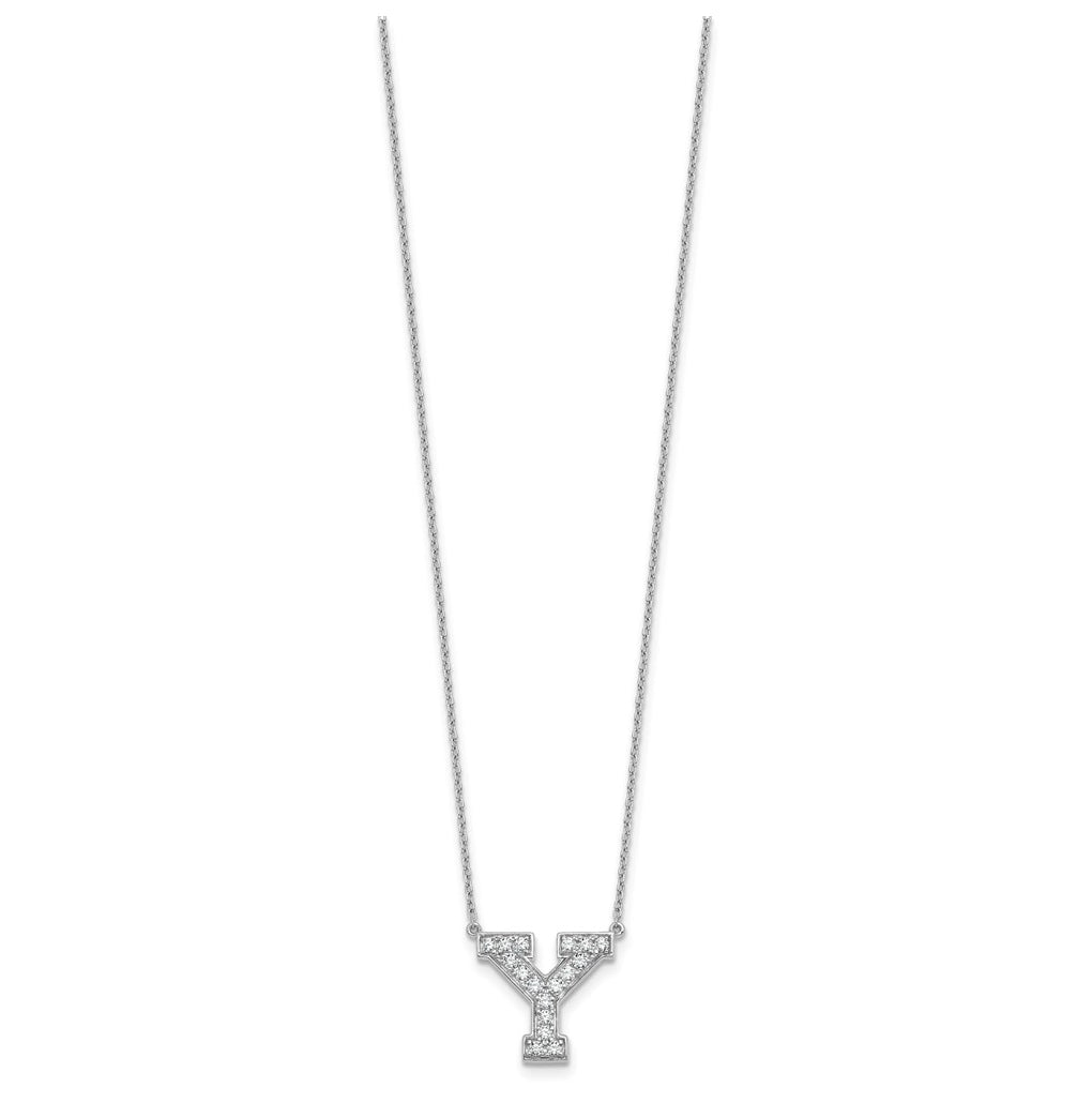 14k White Gold Lab Grown Diamond VS+ F+ Complete Letter 18 inch Initial Necklace