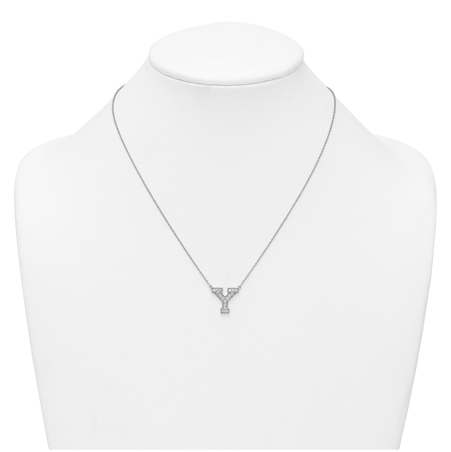 14k White Gold Lab Grown Diamond VS+ F+ Complete Letter 18 inch Initial Necklace