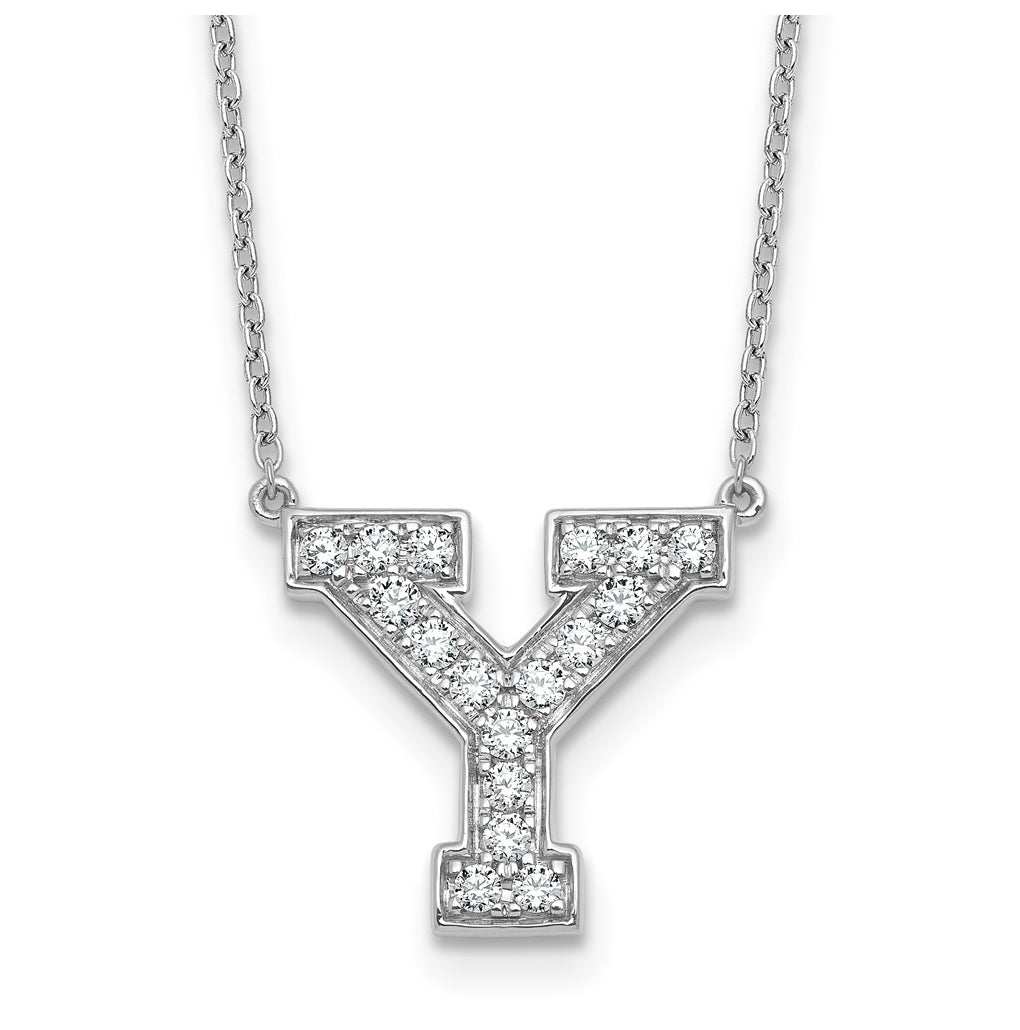 14k White Gold Lab Grown Diamond VS+ F+ Complete Letter 18 inch Initial Necklace