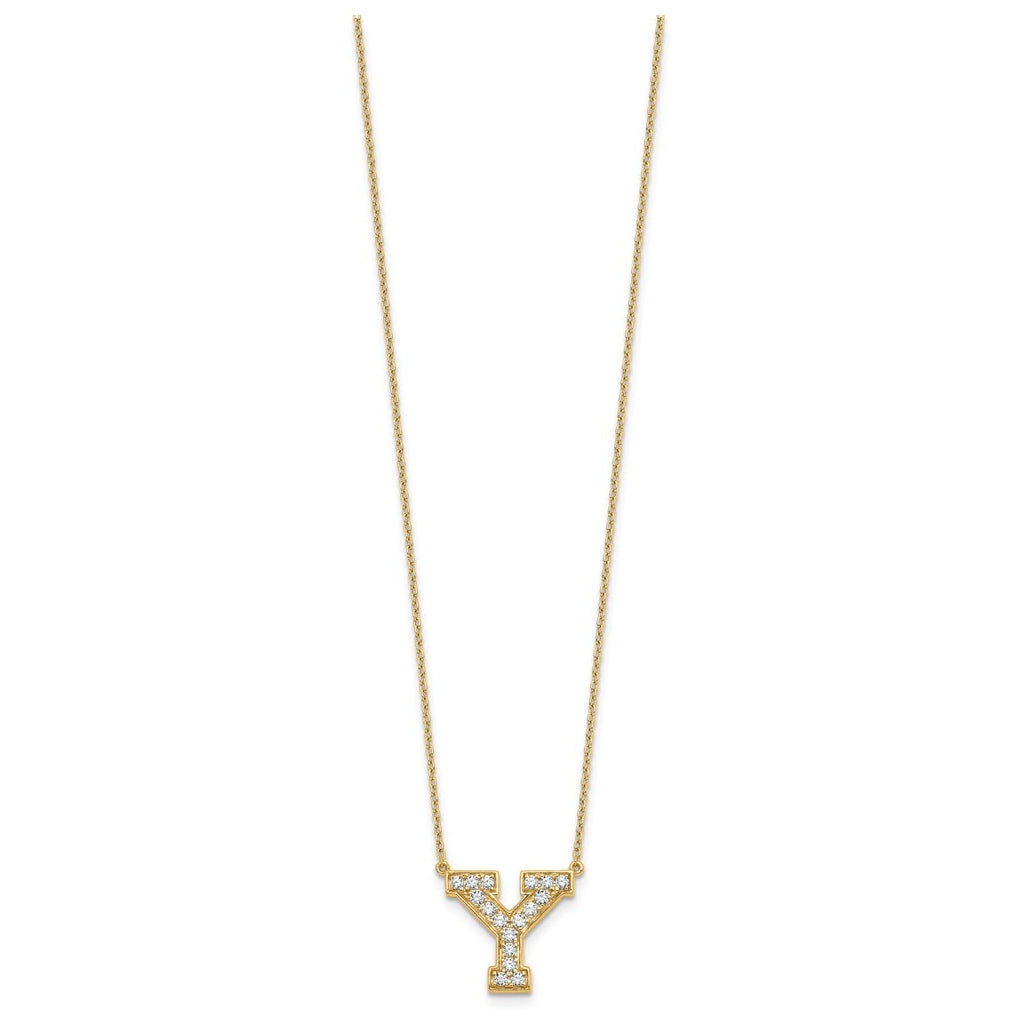 14k Yellow Gold Lab Grown Diamond VS+ F+ Complete 18 inch Initial Necklace