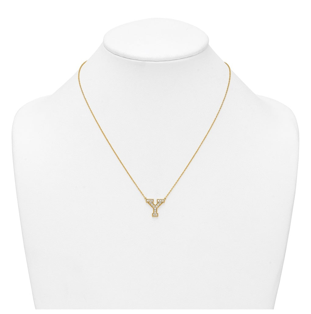 14k Yellow Gold Lab Grown Diamond VS+ F+ Complete 18 inch Initial Necklace