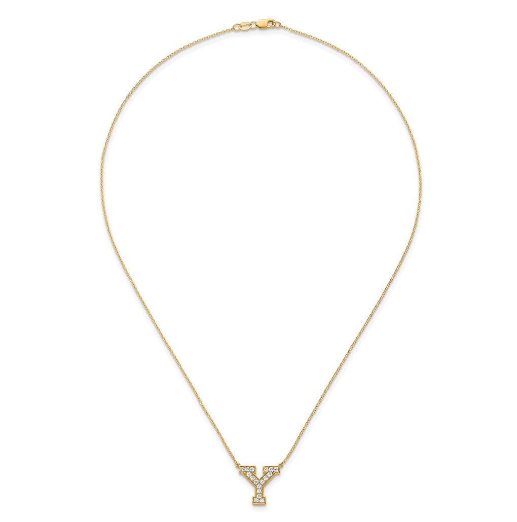 14k Yellow Gold Lab Grown Diamond VS+ F+ Complete 18 inch Initial Necklace
