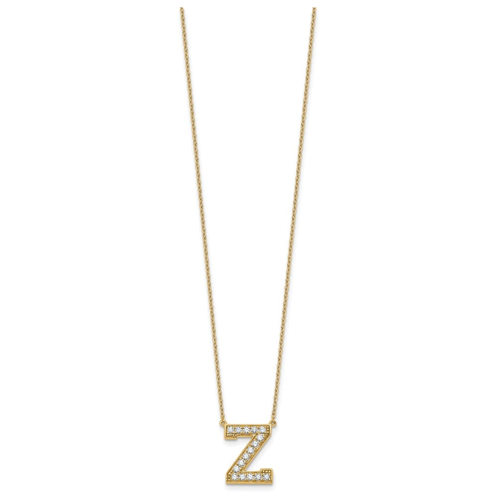 14k Yellow Gold Lab Grown Diamond VS+ F+ Complete 18 inch Initial Necklace