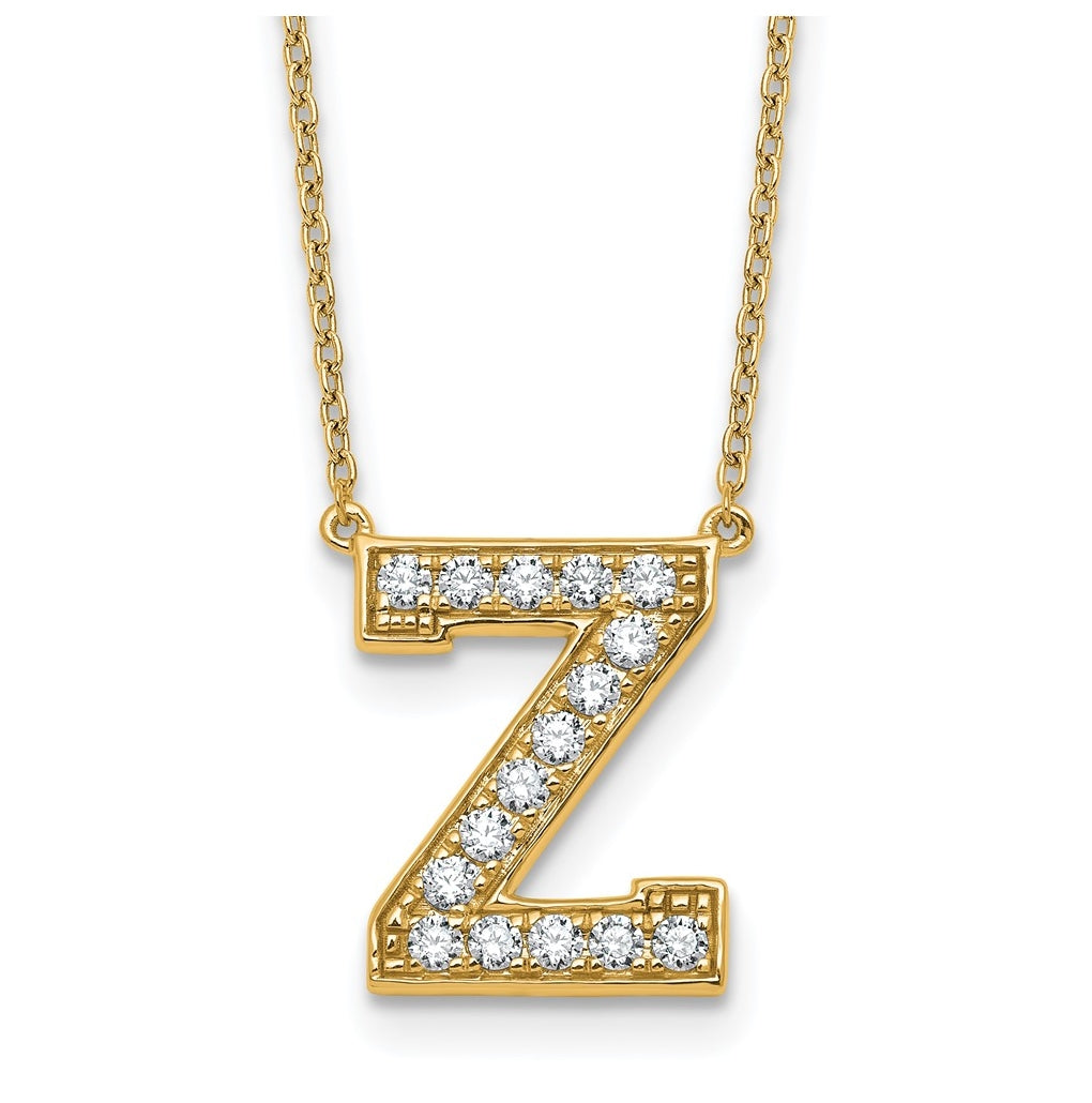 14k Yellow Gold Lab Grown Diamond VS+ F+ Complete 18 inch Initial Necklace