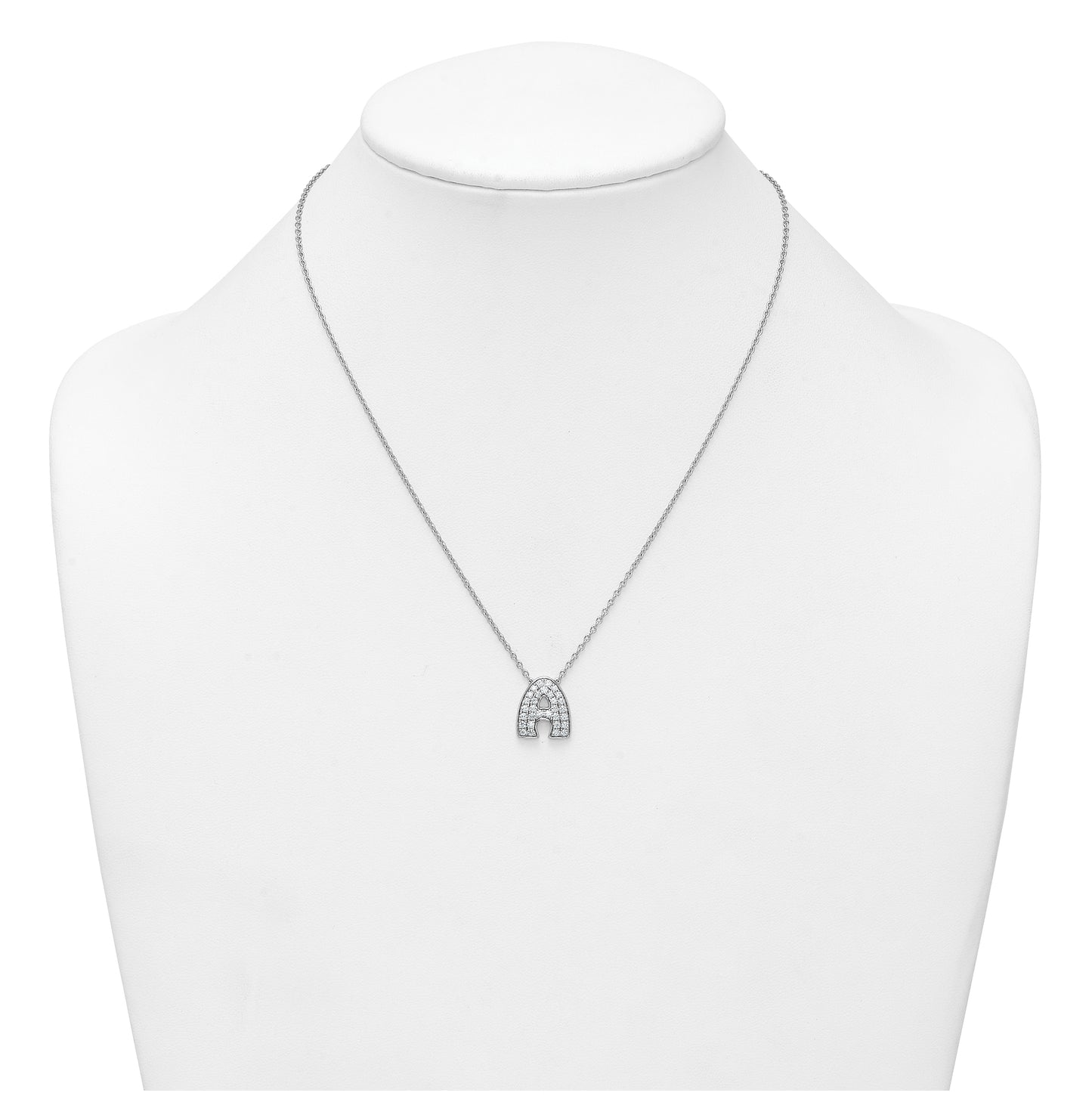 14k White Gold Lab Grown Diamond VS+ F+ Complete Letter 18 inch Initial Necklace