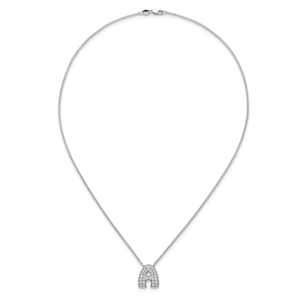 14k White Gold Lab Grown Diamond VS+ F+ Complete Letter 18 inch Initial Necklace