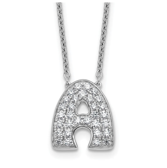 14k White Gold Lab Grown Diamond VS+ F+ Complete Letter 18 inch Initial Necklace