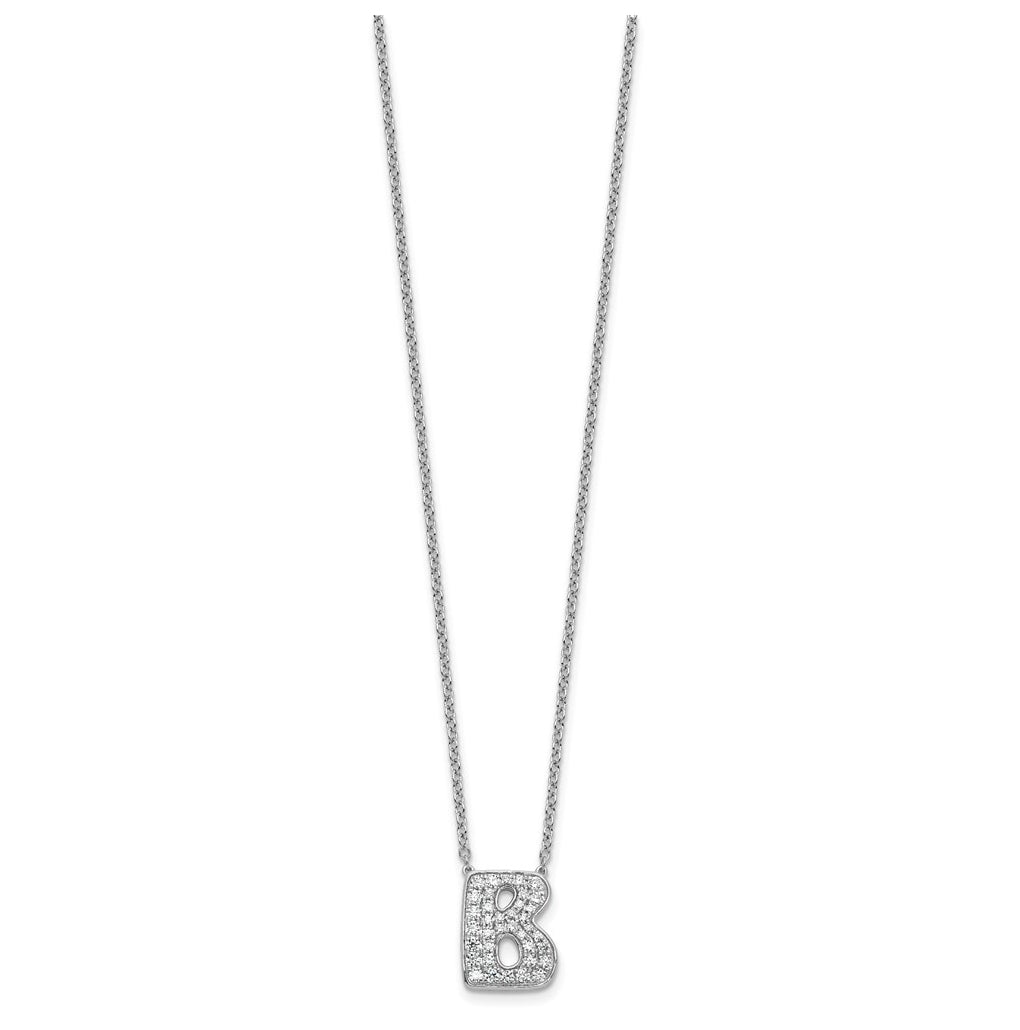 14k White Gold Lab Grown Diamond VS+ F+ Complete Letter 18 inch Initial Necklace