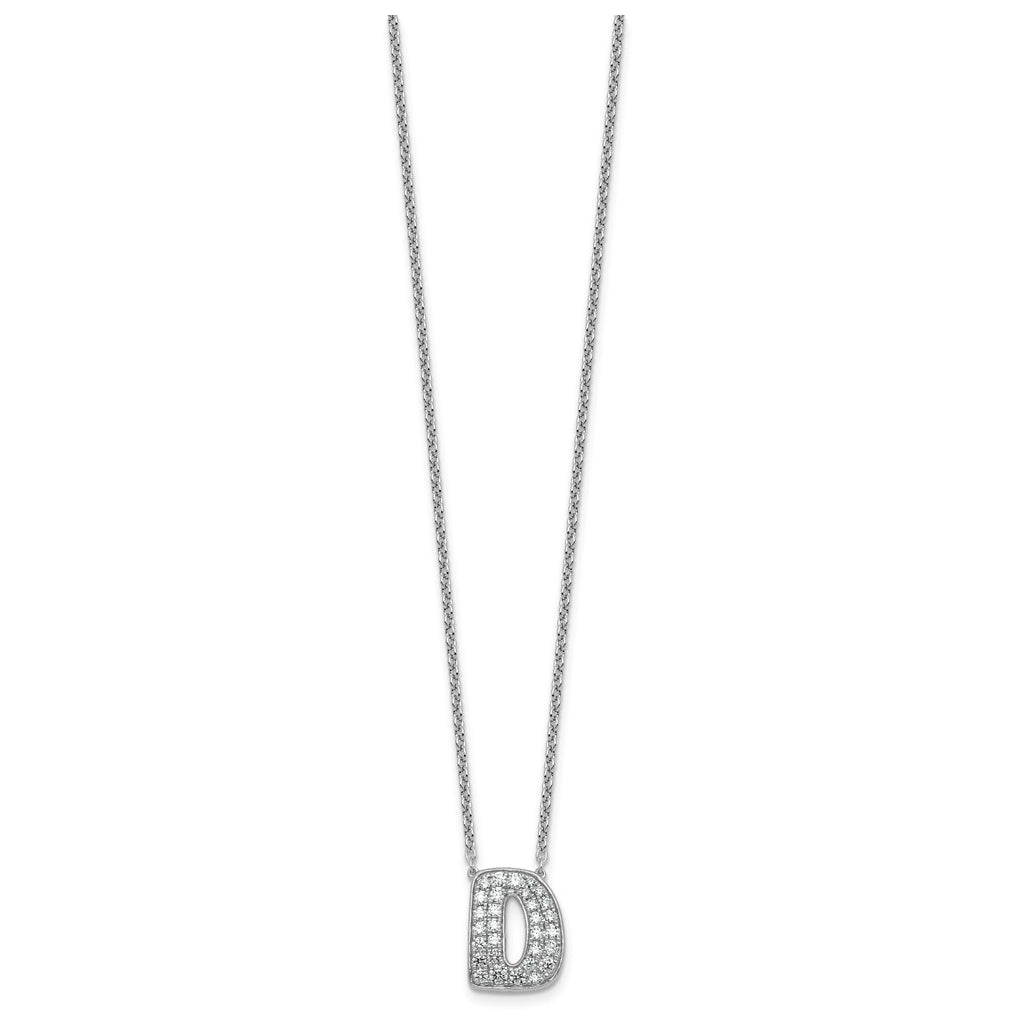14k White Gold Lab Grown Diamond VS+ F+ Complete Letter 18 inch Initial Necklace