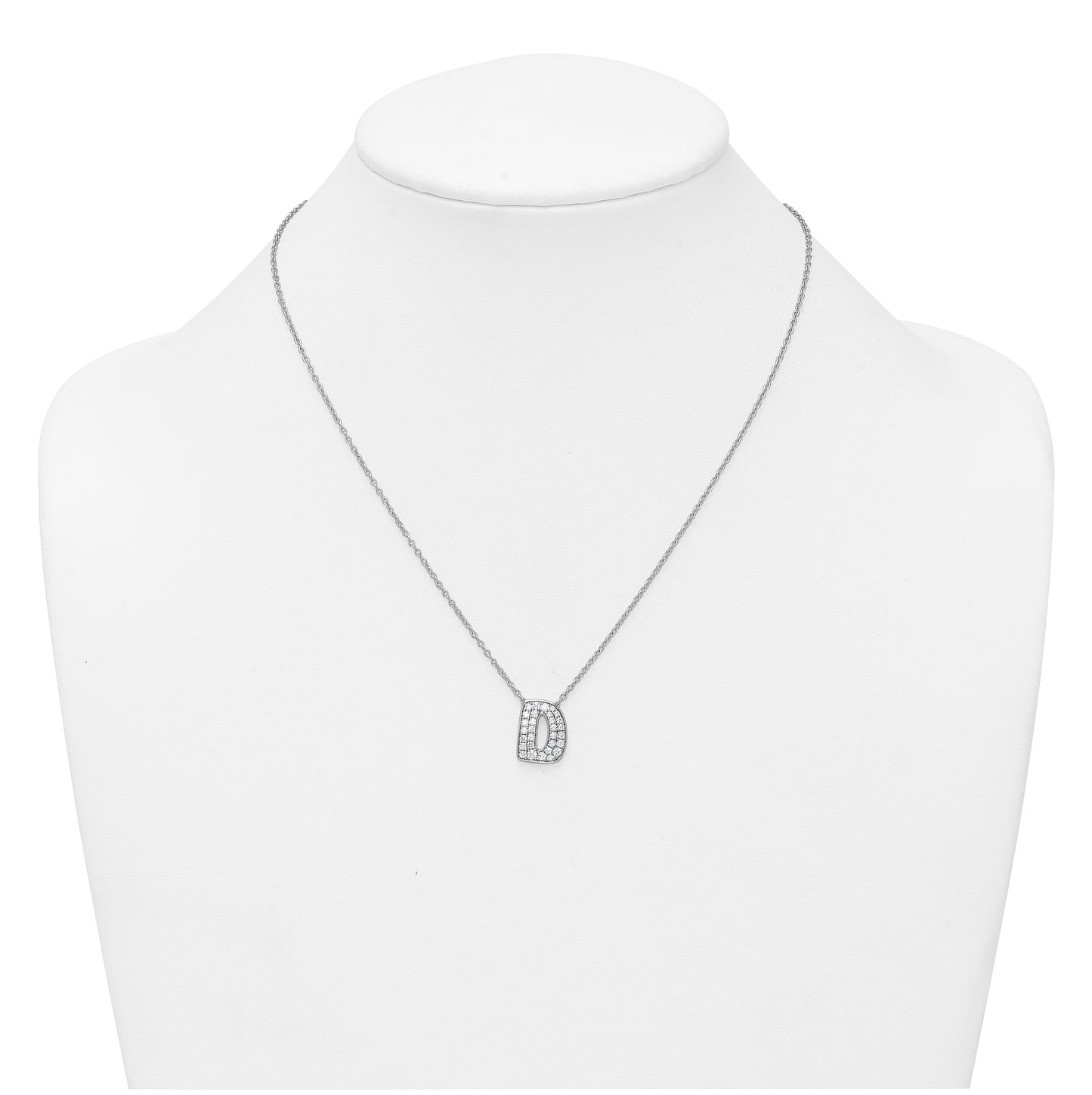 14k White Gold Lab Grown Diamond VS+ F+ Complete Letter 18 inch Initial Necklace