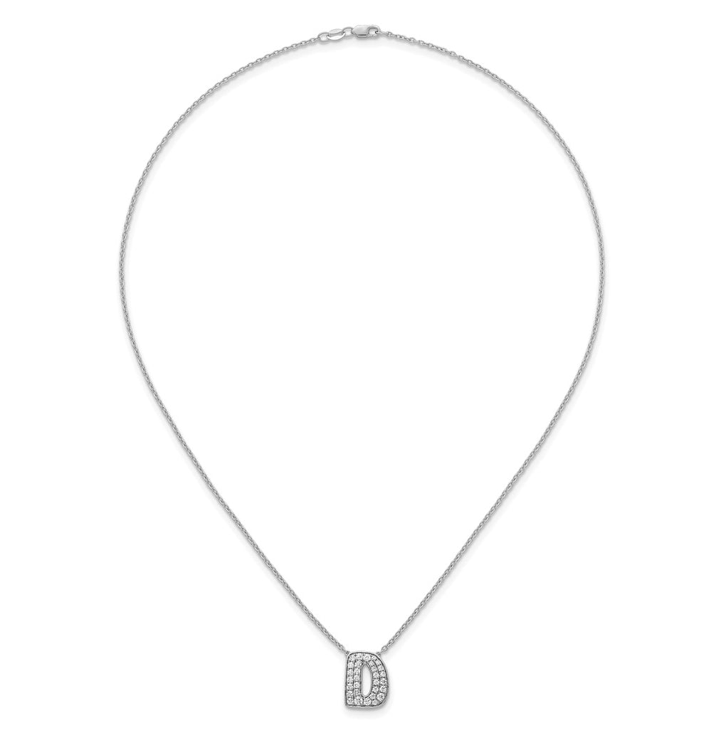 14k White Gold Lab Grown Diamond VS+ F+ Complete Letter 18 inch Initial Necklace