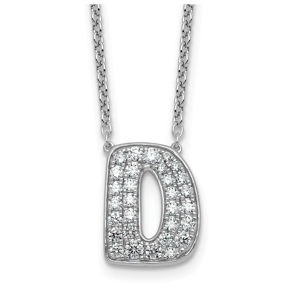 14k White Gold Lab Grown Diamond VS+ F+ Complete Letter 18 inch Initial Necklace