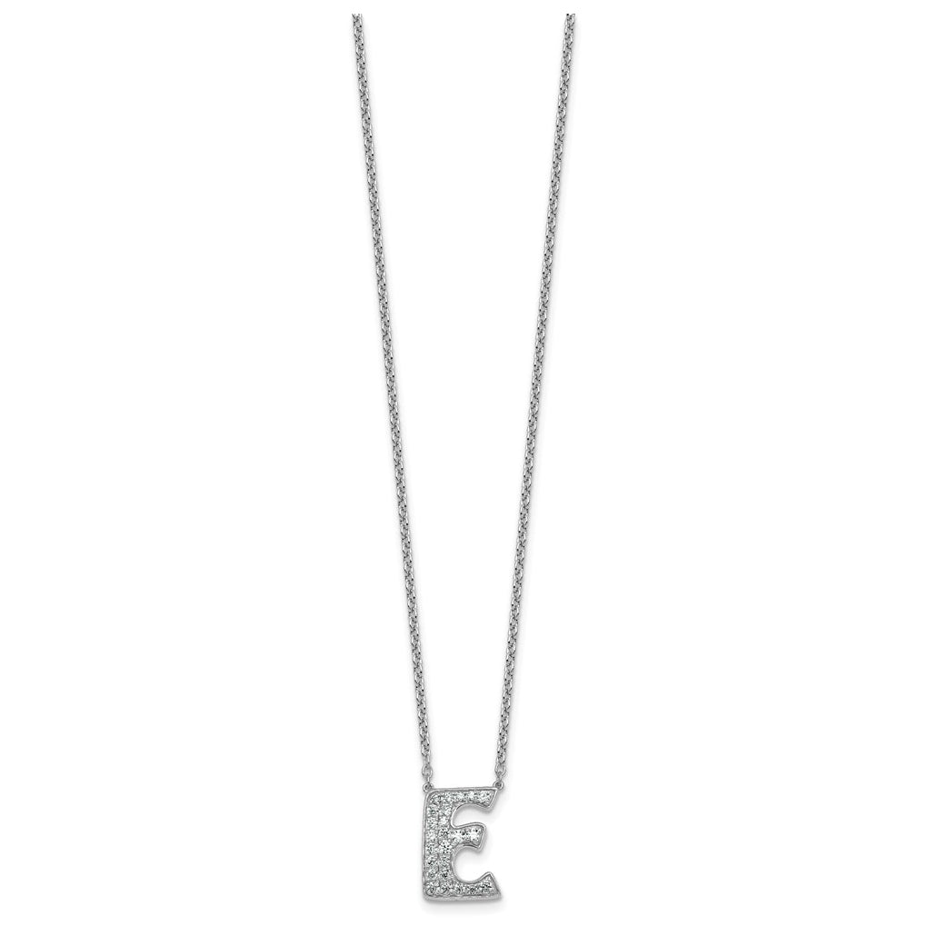 14k White Gold Lab Grown Diamond VS+ F+ Complete Letter 18 inch Initial Necklace
