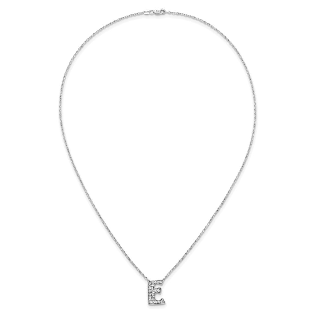 14k White Gold Lab Grown Diamond VS+ F+ Complete Letter 18 inch Initial Necklace