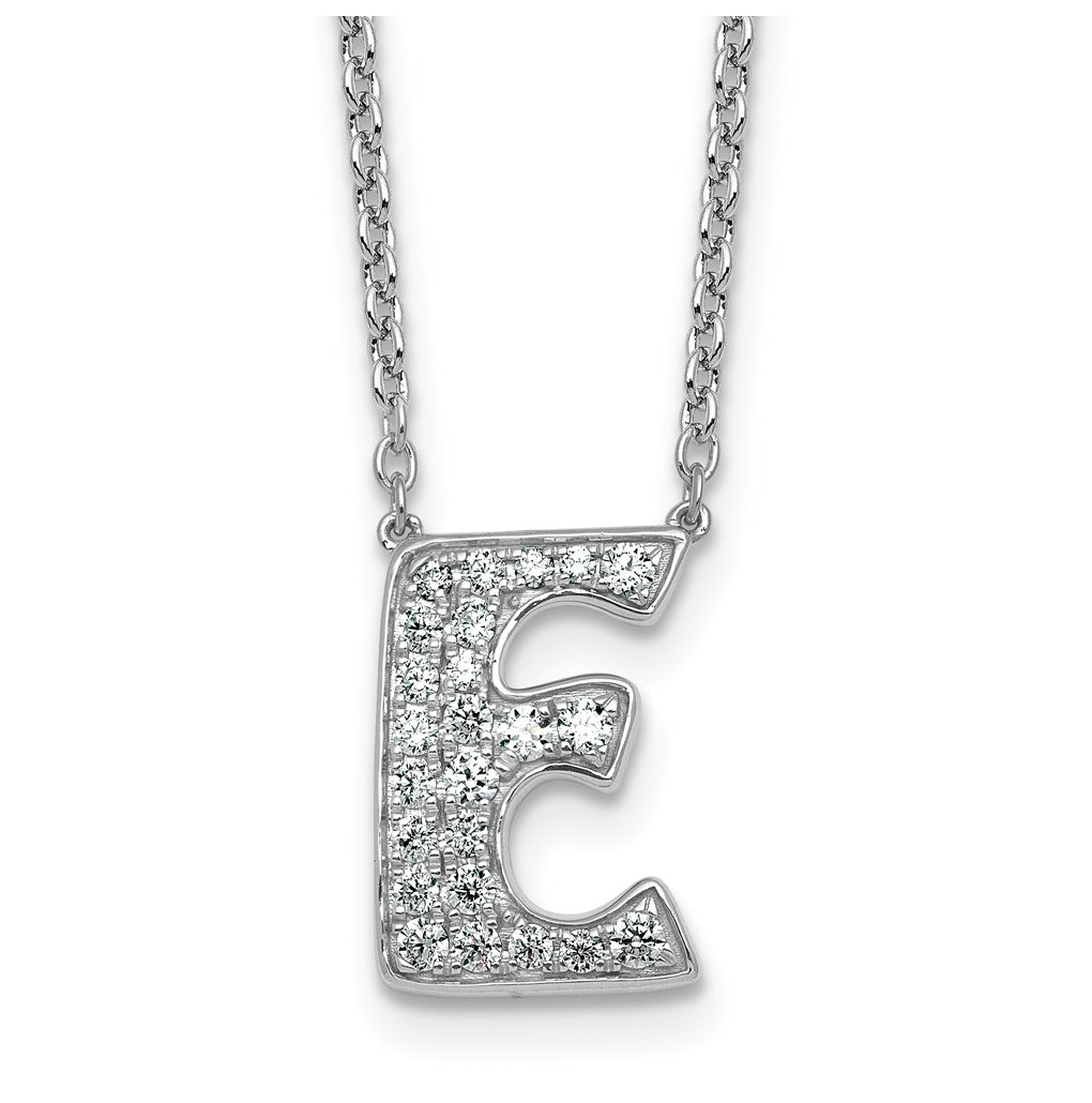 14k White Gold Lab Grown Diamond VS+ F+ Complete Letter 18 inch Initial Necklace