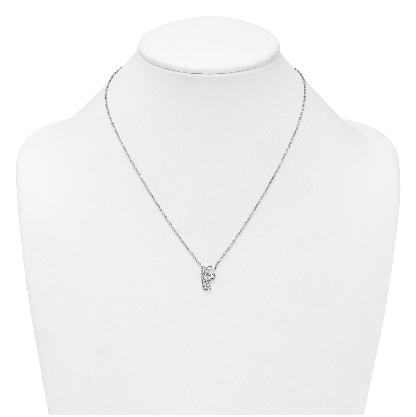 14k White Gold Lab Grown Diamond VS+ F+ Complete Letter 18 inch Initial Necklace