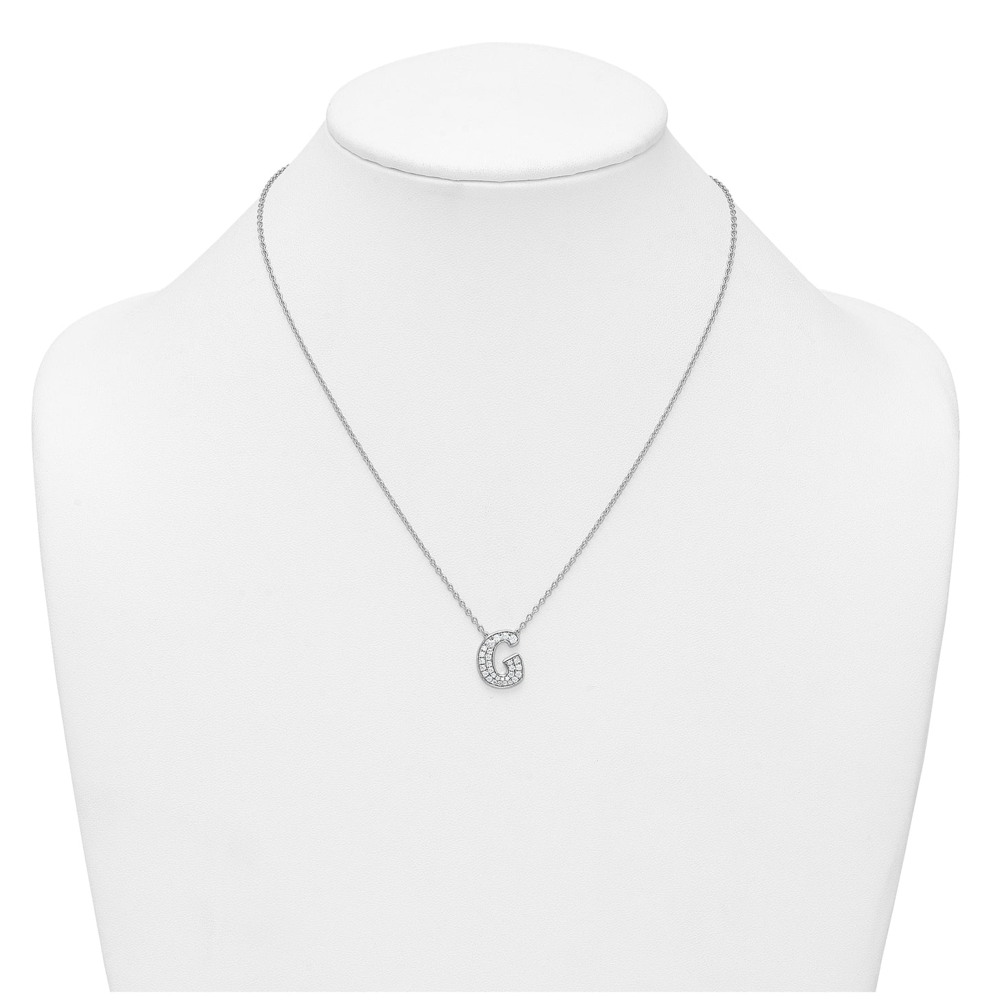 14k White Gold Lab Grown Diamond VS+ F+ Complete Letter 18 inch Initial Necklace