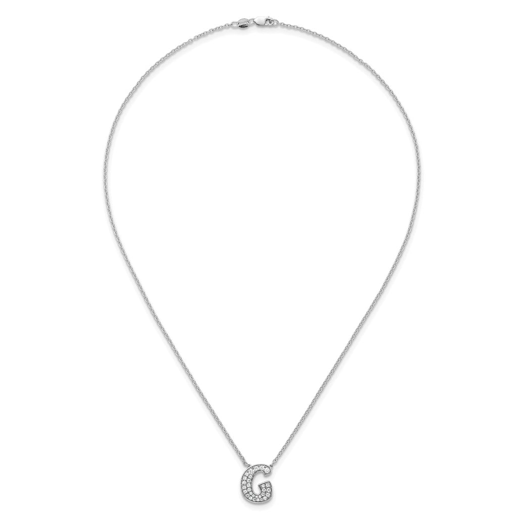 14k White Gold Lab Grown Diamond VS+ F+ Complete Letter 18 inch Initial Necklace