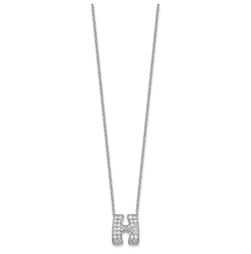 14k White Gold Lab Grown Diamond VS+ F+ Complete Letter 18 inch Initial Necklace