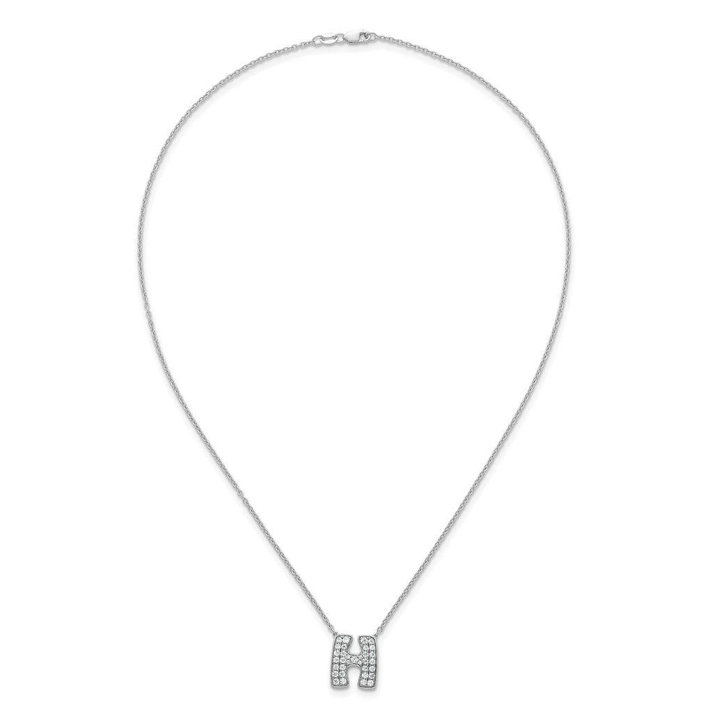 14k White Gold Lab Grown Diamond VS+ F+ Complete Letter 18 inch Initial Necklace