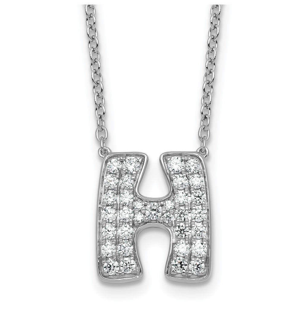 14k White Gold Lab Grown Diamond VS+ F+ Complete Letter 18 inch Initial Necklace