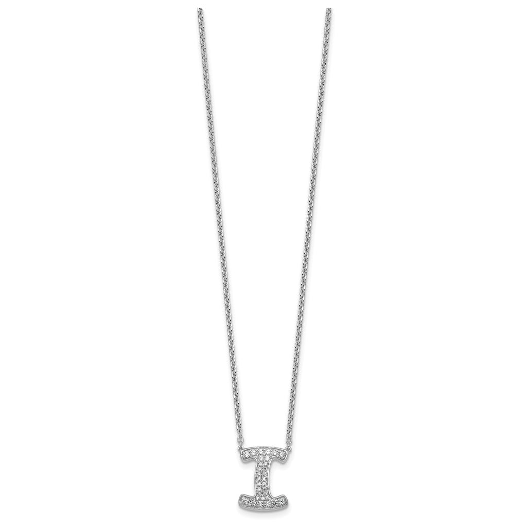 14k White Gold Lab Grown Diamond VS+ F+ Complete Letter 18 inch Initial Necklace