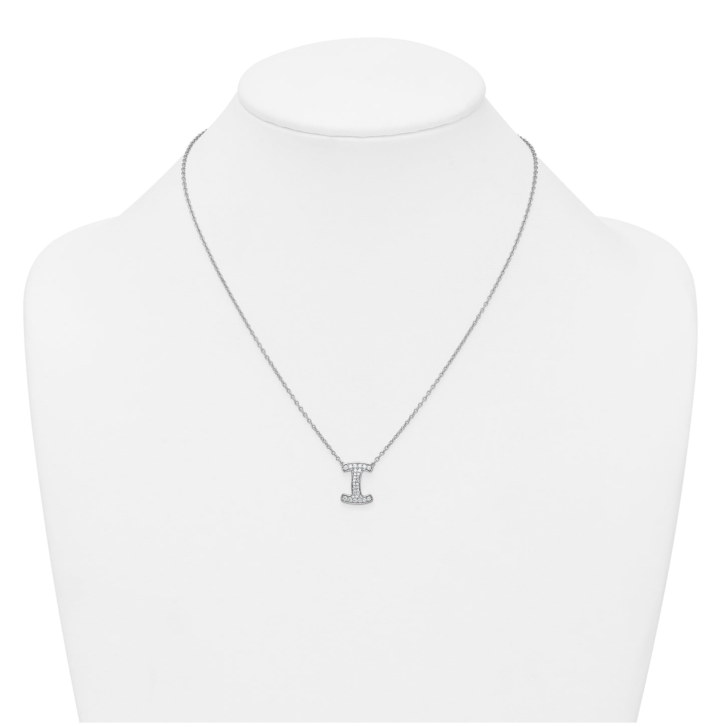 14k White Gold Lab Grown Diamond VS+ F+ Complete Letter 18 inch Initial Necklace