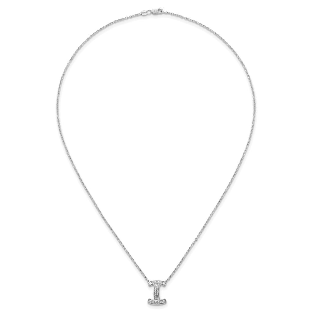 14k White Gold Lab Grown Diamond VS+ F+ Complete Letter 18 inch Initial Necklace