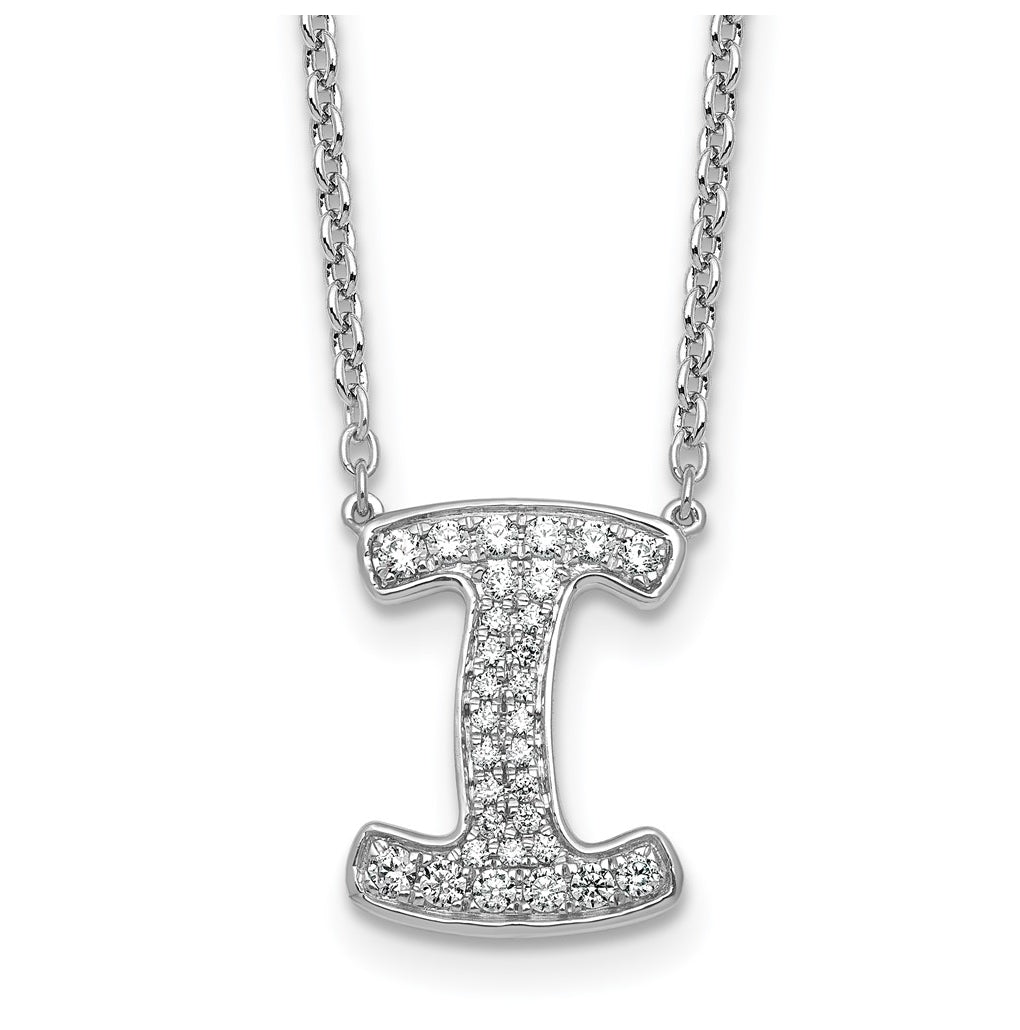 14k White Gold Lab Grown Diamond VS+ F+ Complete Letter 18 inch Initial Necklace