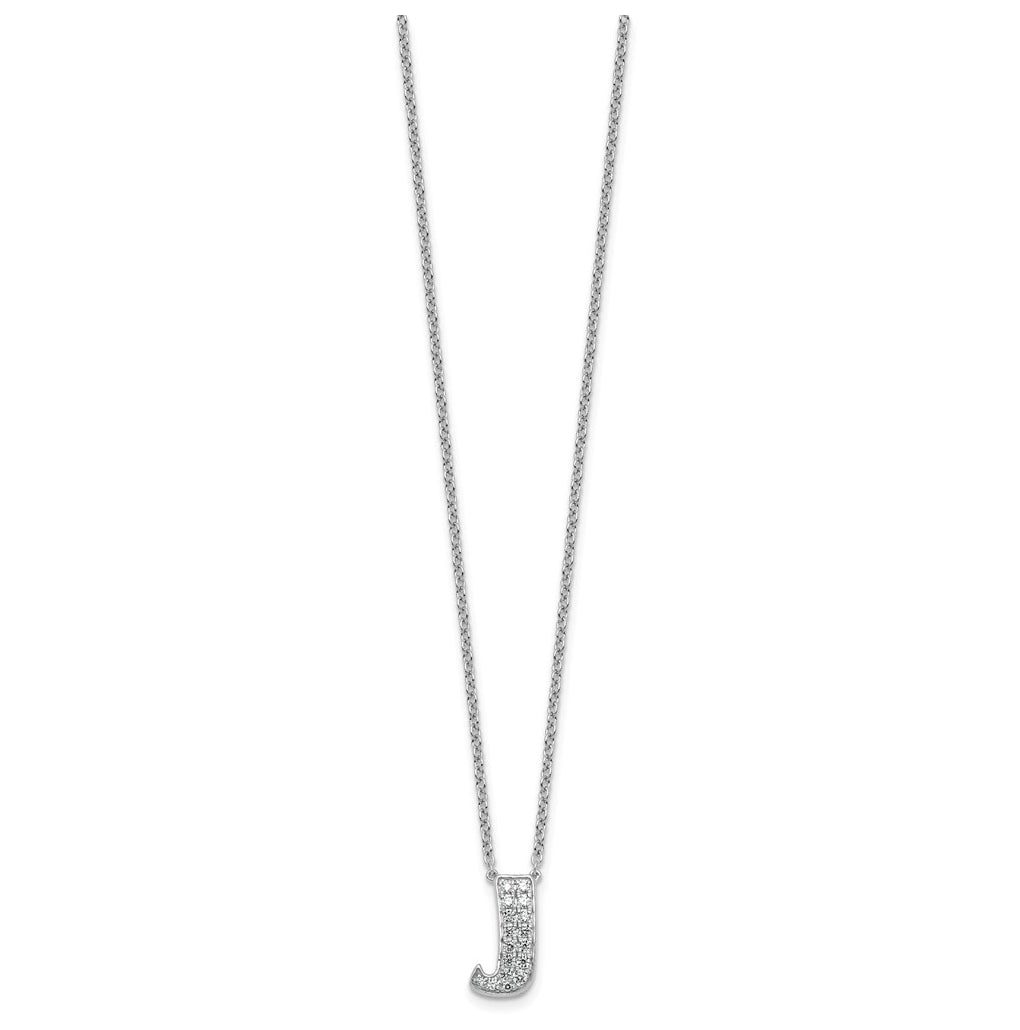 14k White Gold Lab Grown Diamond VS+ F+ Complete Letter 18 inch Initial Necklace